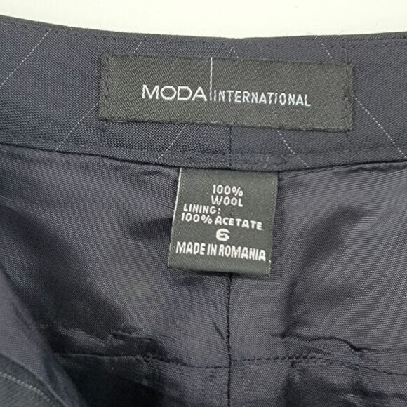 Moda International Vintage Victoria Secret Catalog Wool Trousers 6 Black Pinstri - Picture 2 of 5